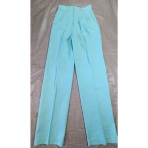 VTG 1980s High Waist Pleated Pants MOM Dopamine Aqua Blue 24"×30.5"
